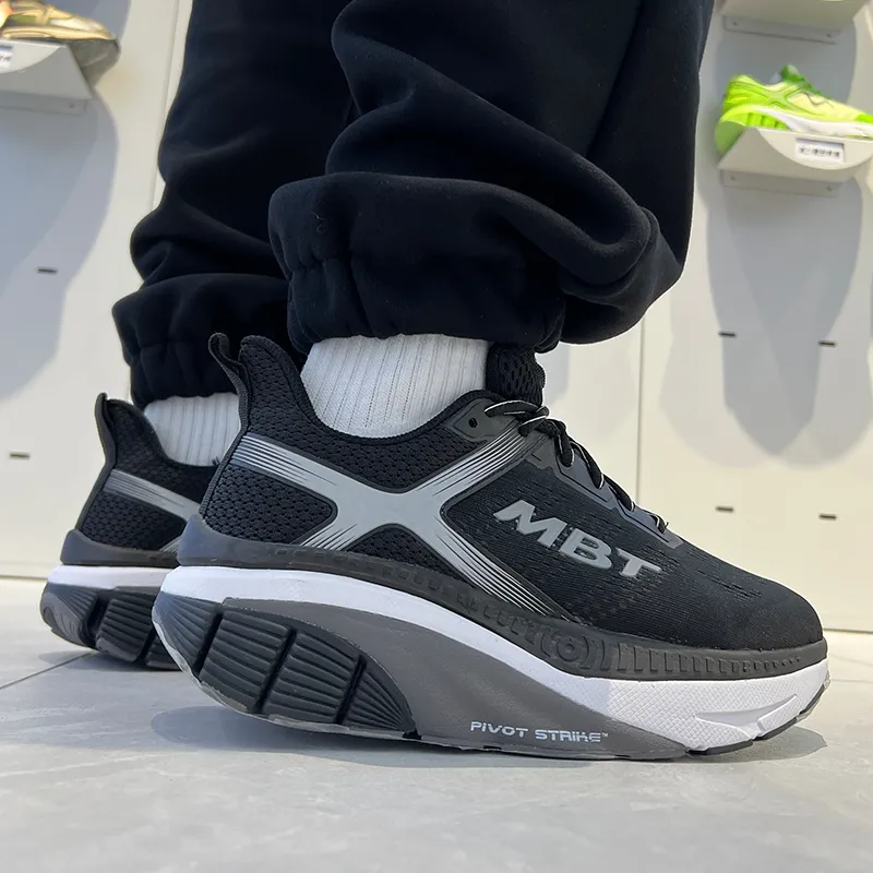 MBT Cushioning, Breathable, Height Increasing, Reflective, Rebound Low Top Casual Running Shoes Men's Black-5