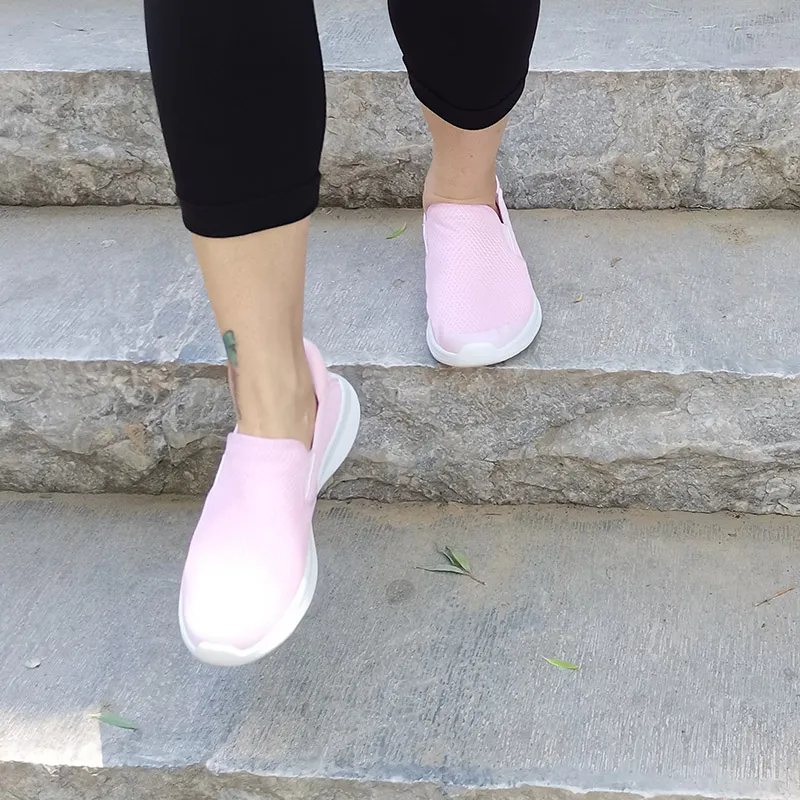 MBT Cushioning Breathable Height Increasing Rebound Low Top Casual Running Shoes Women's Pink-11