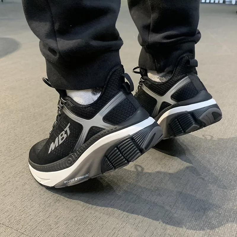 MBT Cushioning, Breathable, Height Increasing, Reflective, Rebound Low Top Casual Running Shoes Men's Black-8