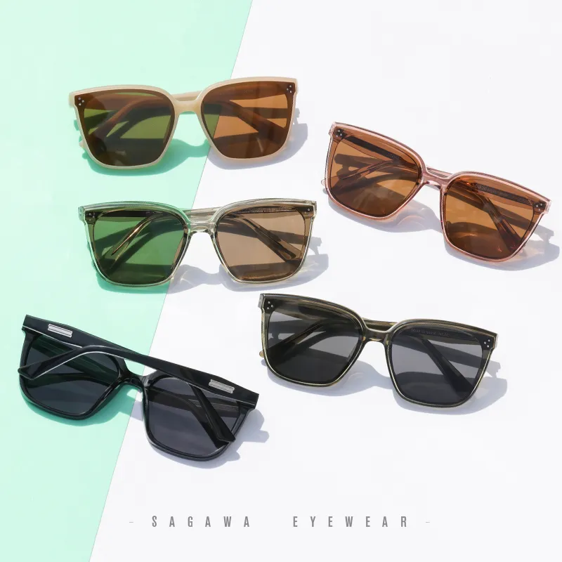 Sagawa Plate Frame Square Sunglasses Unisex-1