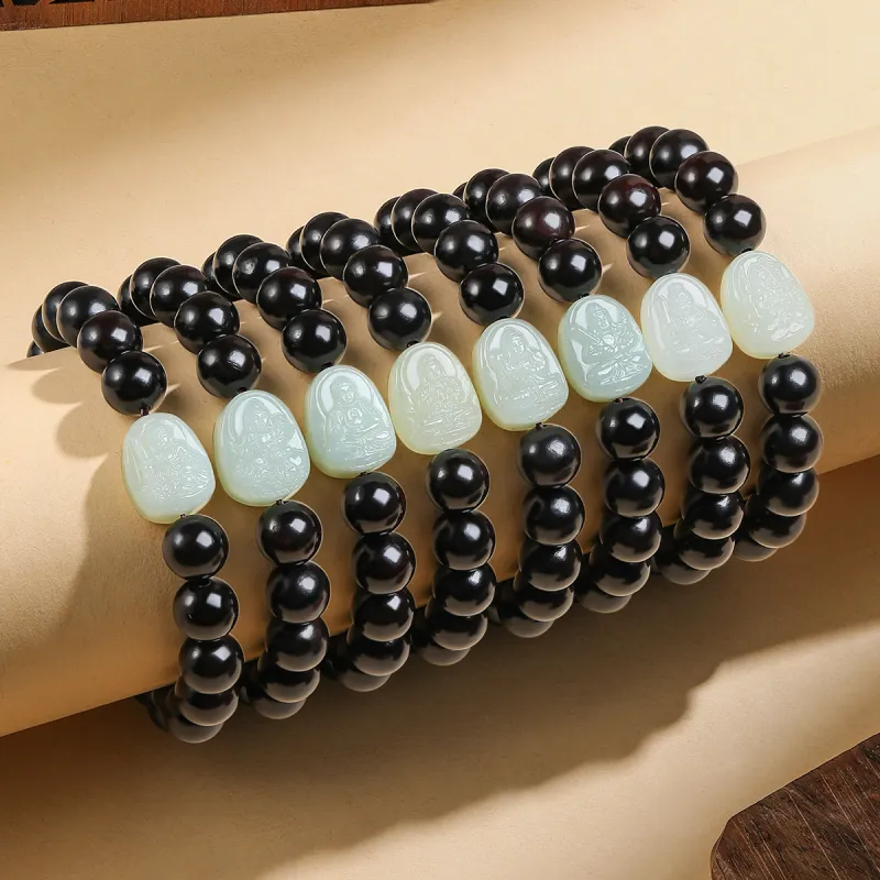 Century Edge Jewelry Hetian Jade Bracelets Pale Greenish White Jade Unisex-1