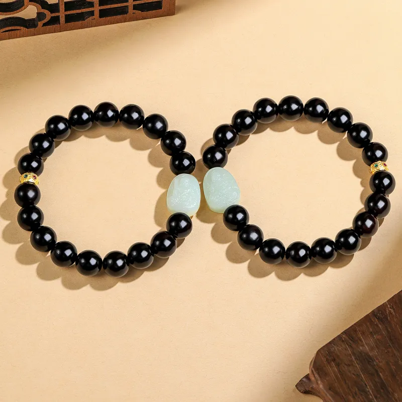 Century Edge Jewelry Hetian Jade Bracelets Pale Greenish White Jade Unisex-3