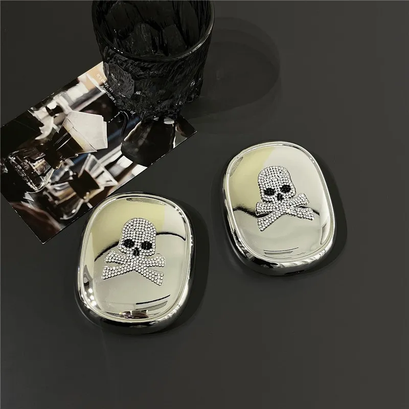 IXN Compatibility Apple AirPods Max TPU Electroplated Sparkling Rhinestone Skull Headphone Cases-2