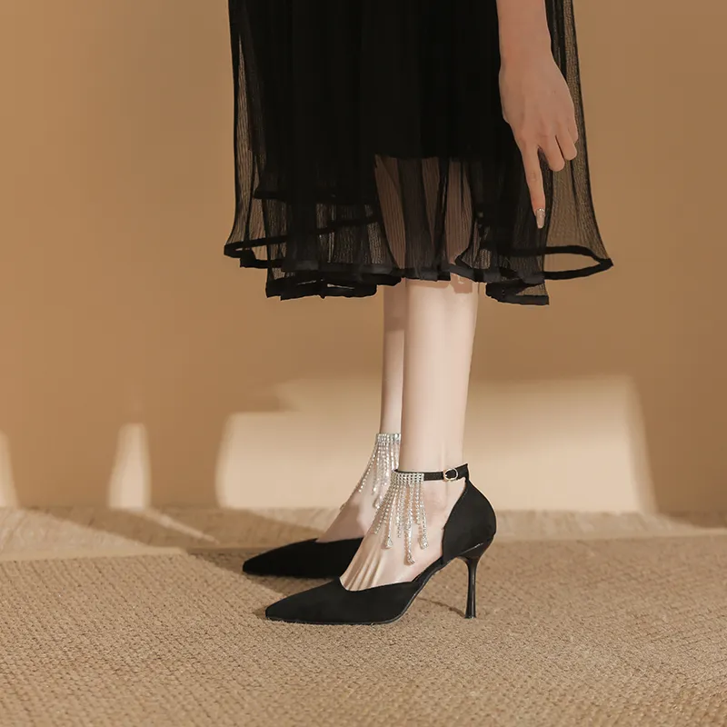 Lanza Slim Heel High Heels Women's Black-2