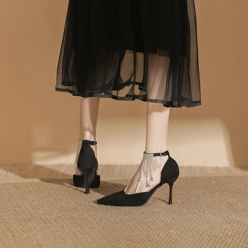 Lanza Slim Heel High Heels Women's Black-3