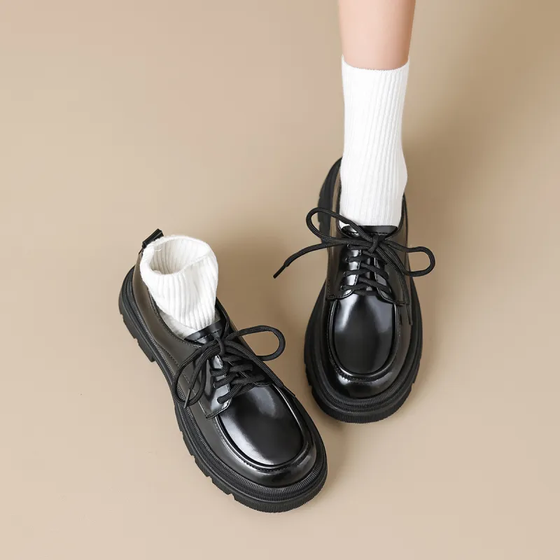 Lanza Casual Single Shoes 4.5CM Women's Black-4