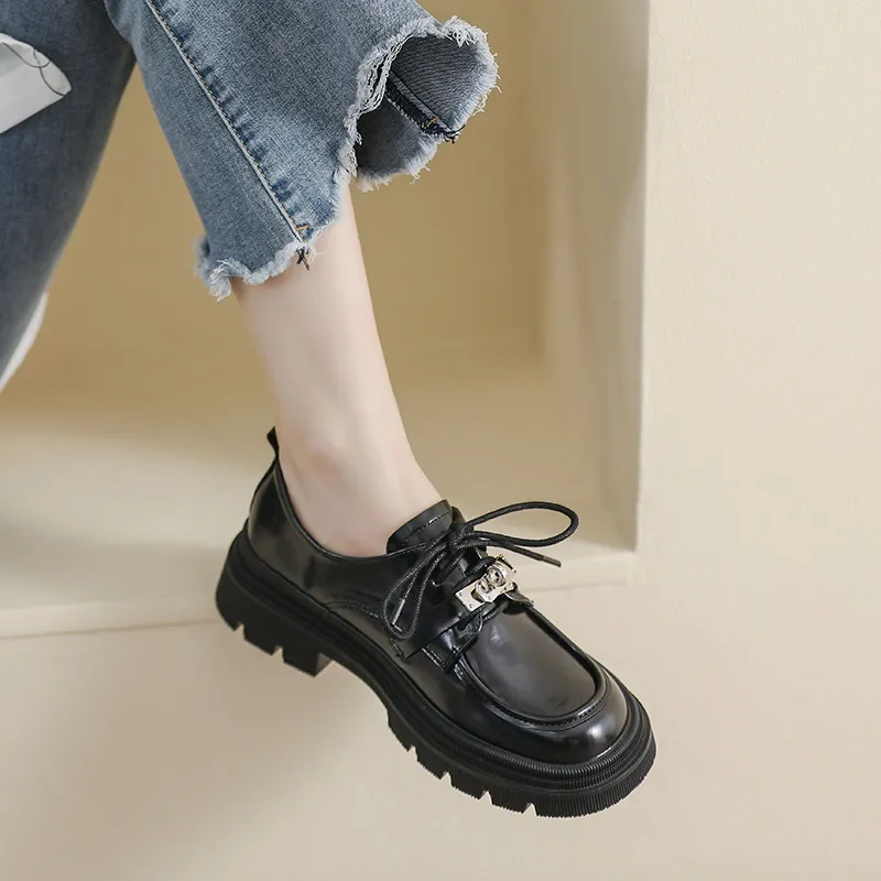 Lanza Casual Single Shoes 4.5CM Women's Black-4