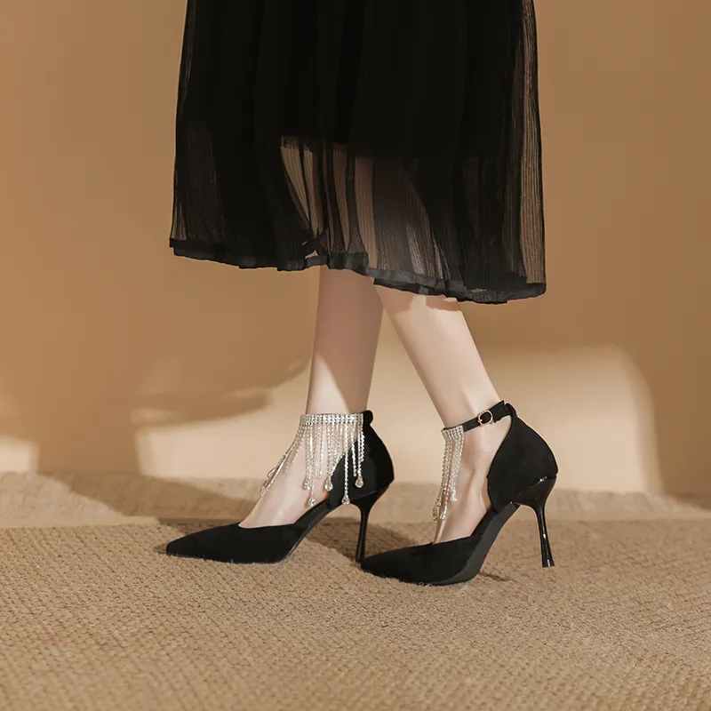 Lanza Slim Heel High Heels Women's Black-4