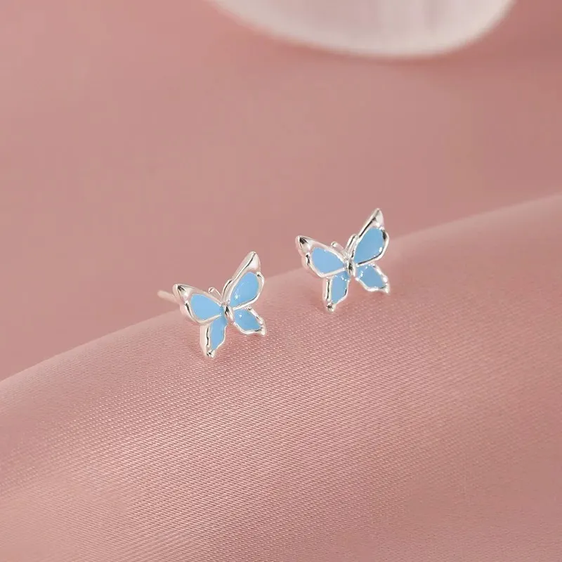 GUDUD 999 Fine Silver Needle Stud Earrings Women's-2