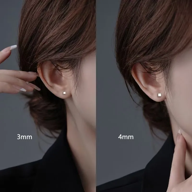 GUDUD 999 Fine Silver Stud Earrings Unisex-4