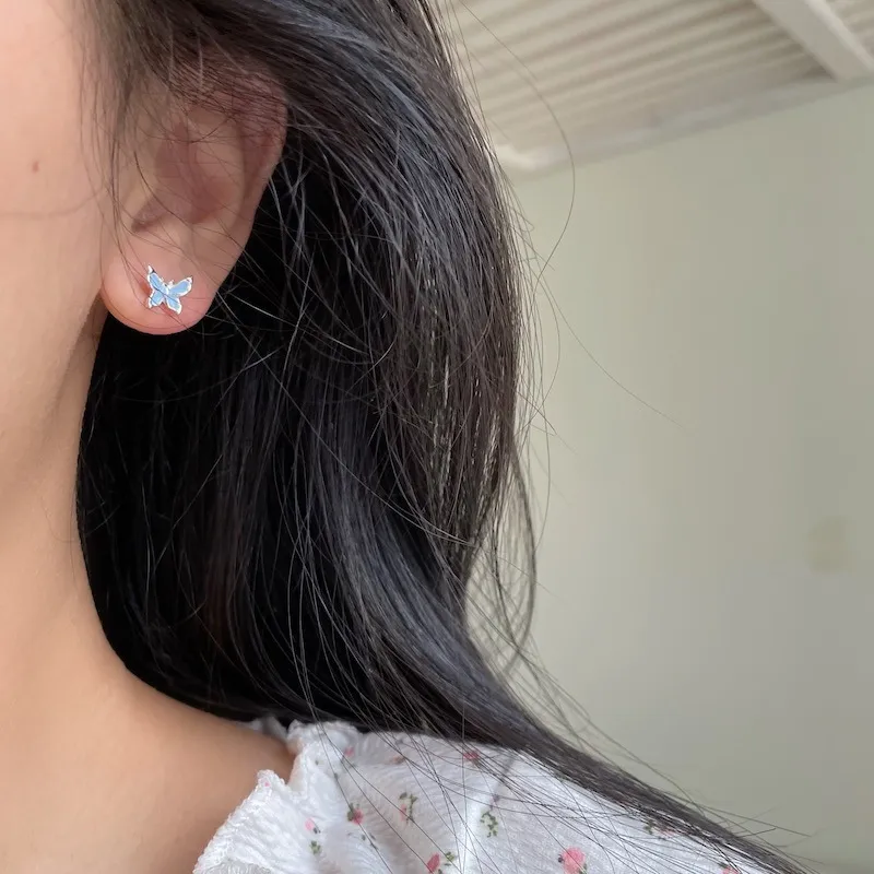 GUDUD 999 Fine Silver Needle Stud Earrings Women's-4