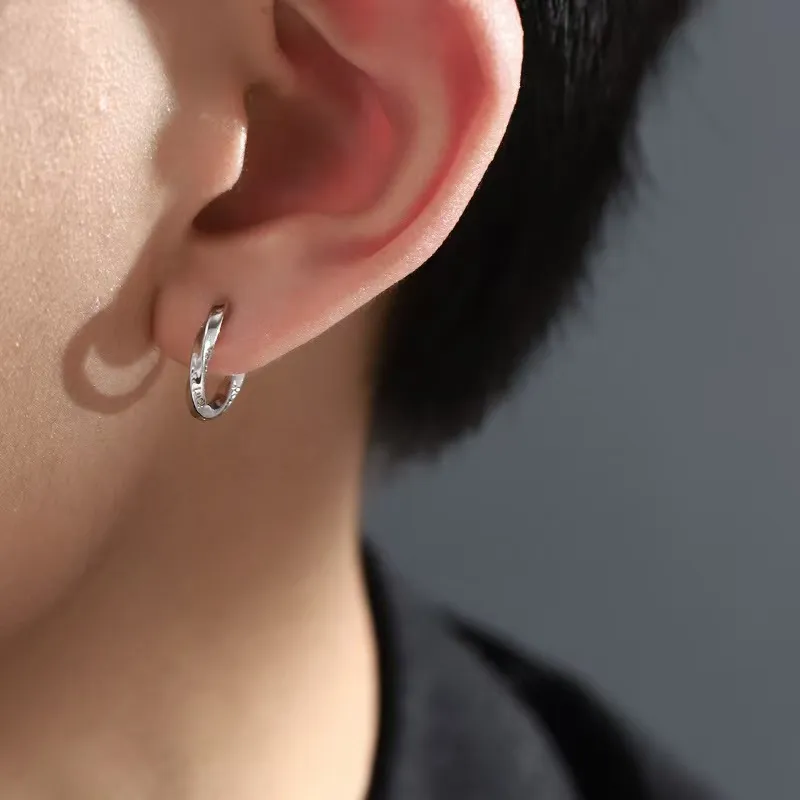 GUDUD Titanium Steel Unique Design Hoop Earrings For Men Unisex-1
