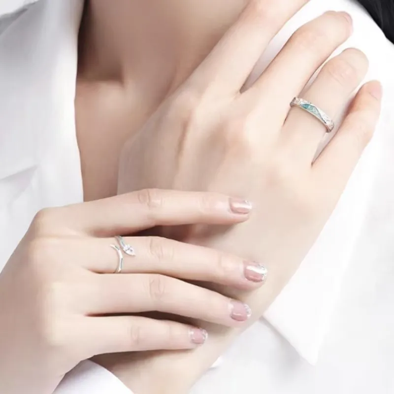 GUDUD S925 Silver Minimalist Style Individual Plain Band Adjustable Ring Unisex-2