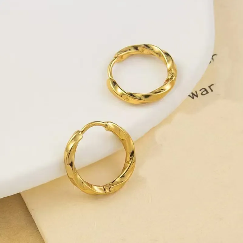 GUDUD Stainless Steel Earrings Unisex Gold/Silver-2