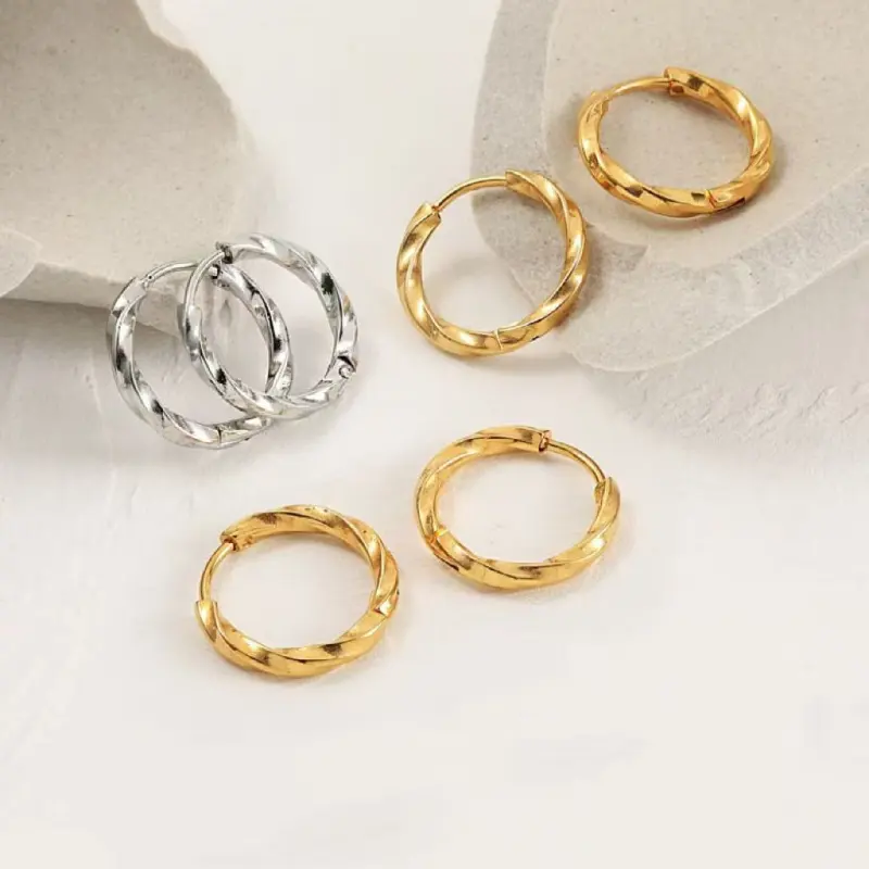 GUDUD Stainless Steel Earrings Unisex Gold/Silver-1