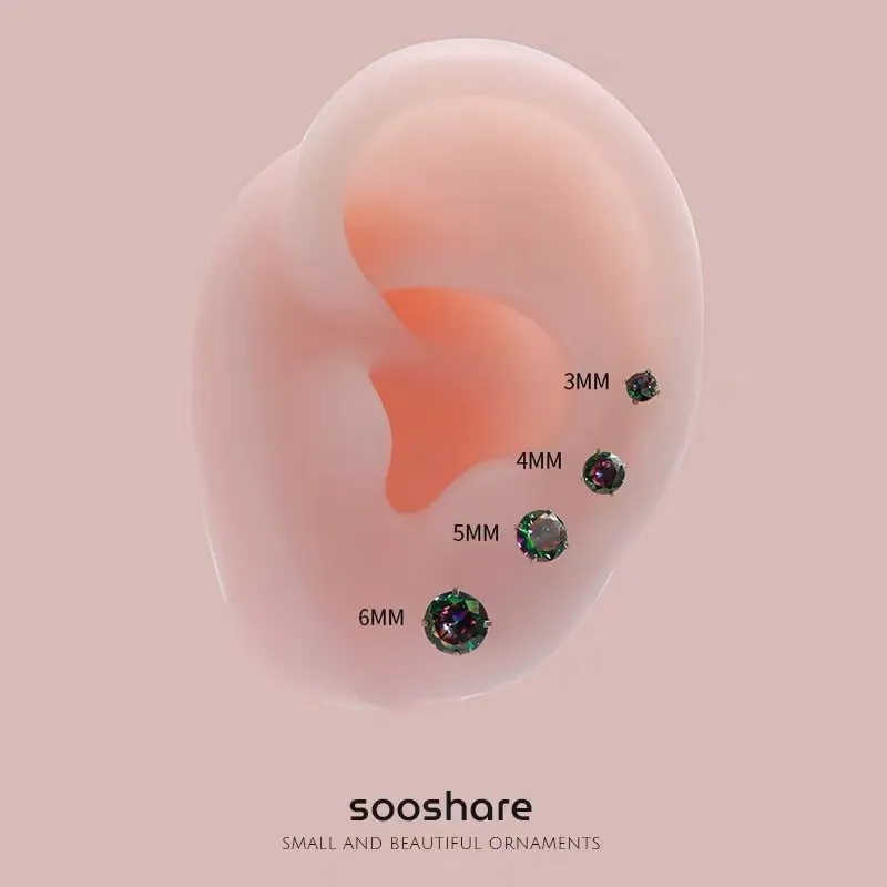 GUDUD Zircon Stud Earrings Unisex-3