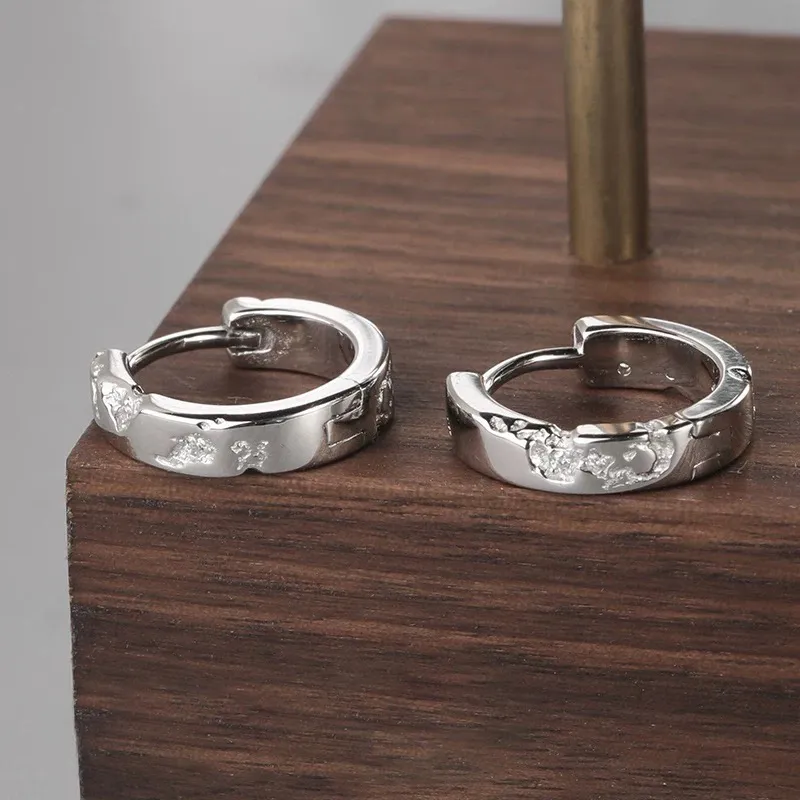 GUDUD S925 Silver Earrings Men's-3