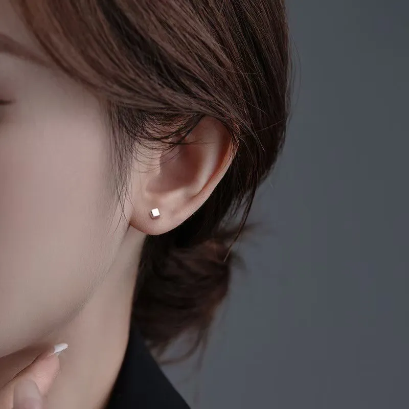 GUDUD 999 Fine Silver Stud Earrings Unisex-3