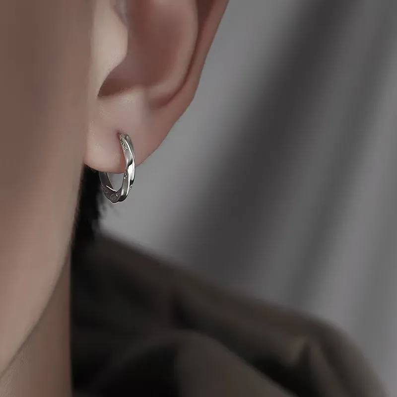 GUDUD Titanium Steel Unique Design Hoop Earrings For Men Unisex-4