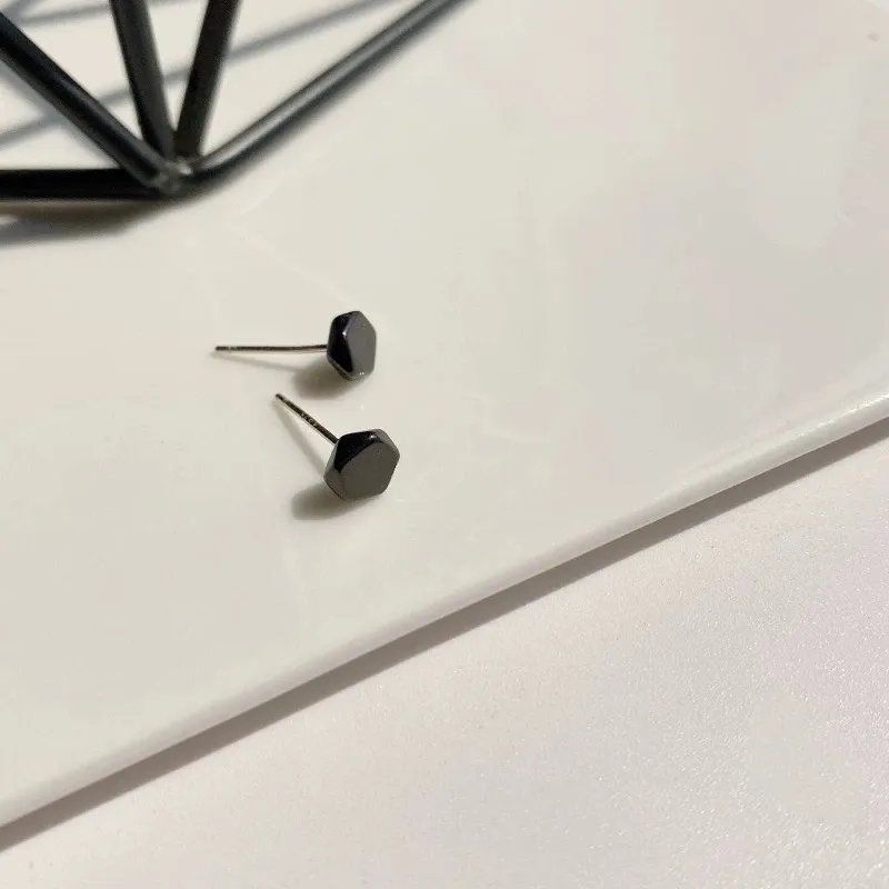 GUDUD 999 Fine Silver Needle Stud Earrings Men's-1