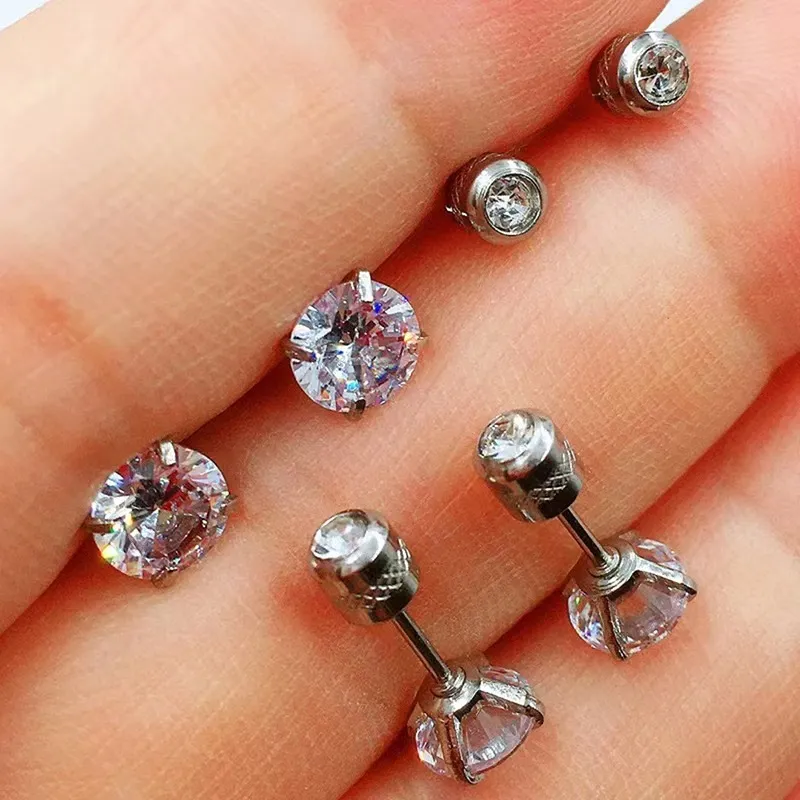 GUDUD Zirconium Titanium Steel Stud Earrings Unisex-2