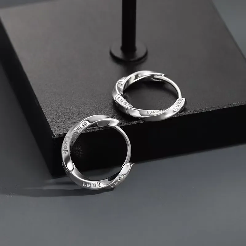 GUDUD Titanium Steel Unique Design Hoop Earrings For Men Unisex-3