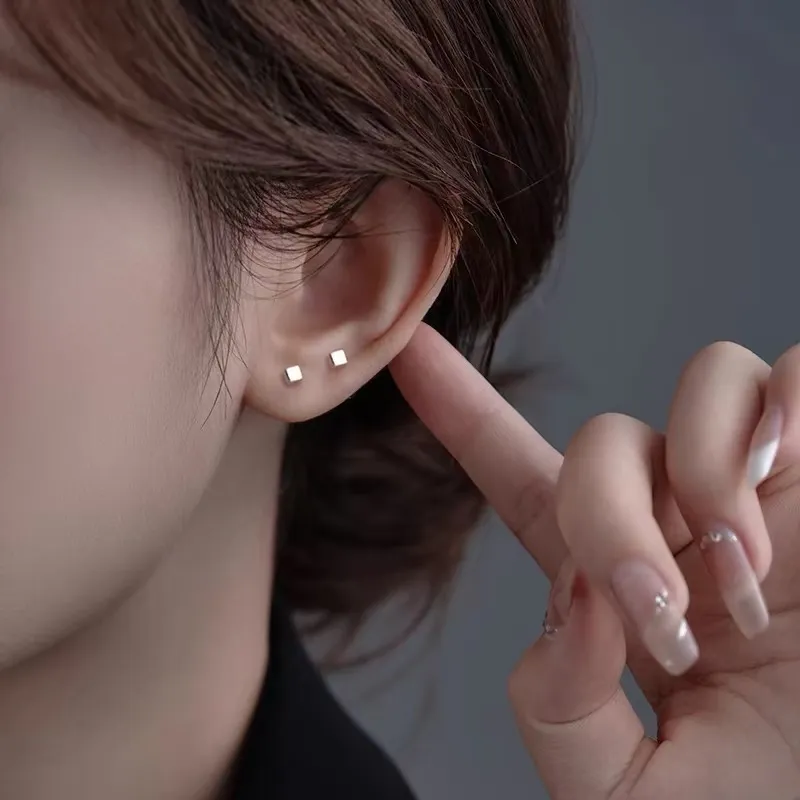 GUDUD 999 Fine Silver Stud Earrings Unisex-2