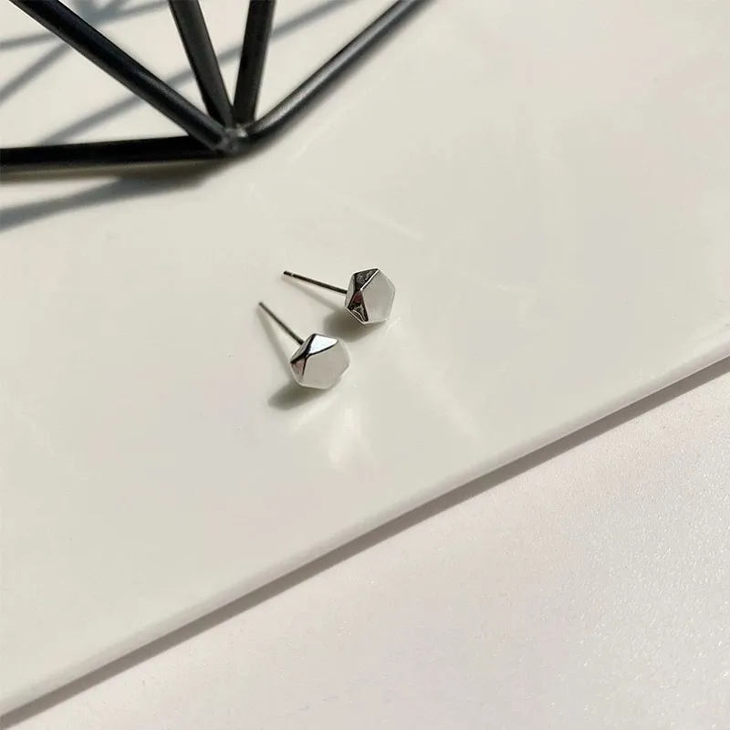 GUDUD 999 Fine Silver Needle Stud Earrings Men's-2