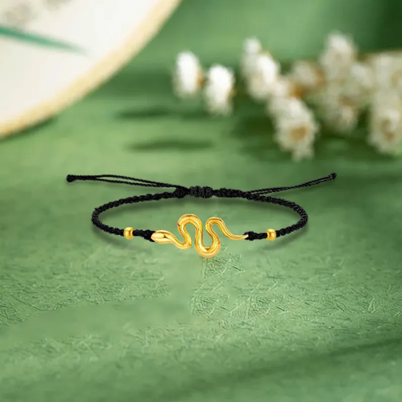 CHINA GOLD Roll Snake Elegant And Trendy Fashion Luxe Ins Niche Versatility 999 Solid Gold Fixed Price Bracelets Unisex-3