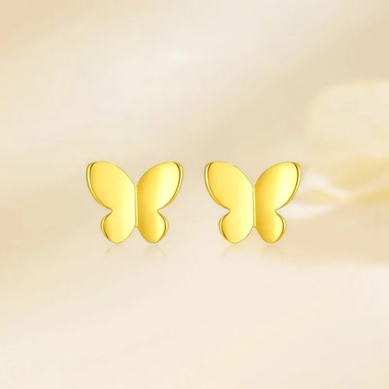 CHINA GOLD 18K Gold Stud Earrings Women's-2