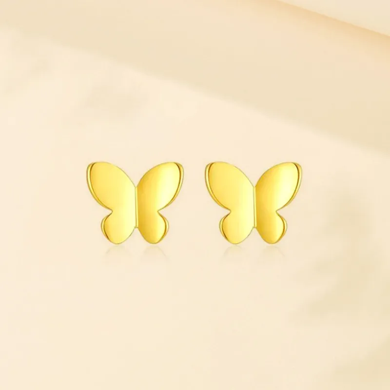 CHINA GOLD 18K Gold Stud Earrings Women's-3