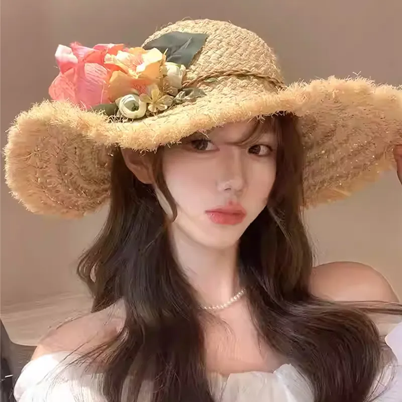 VINEY Straw Woven Sun Protection Hats Women's-2