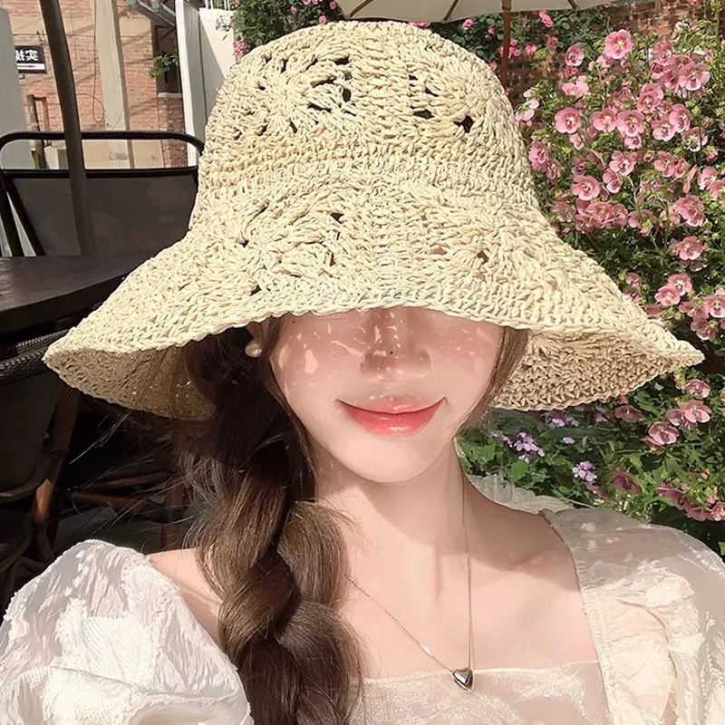 VINEY Straw Woven Sun Protection Hats Women's-2