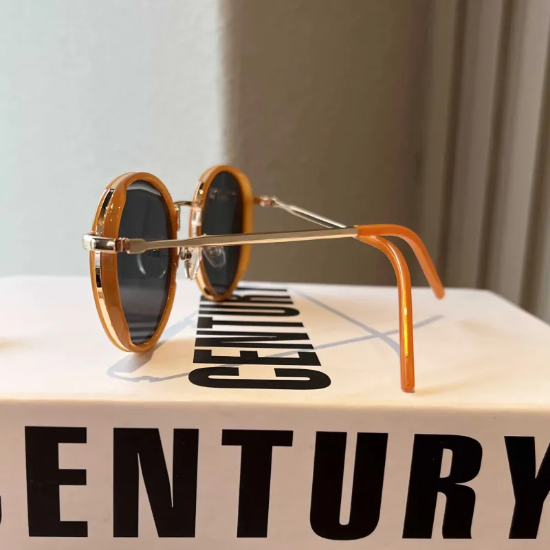 VINEY TR/Memory Plastic Metal Round Sunglasses Unisex-11