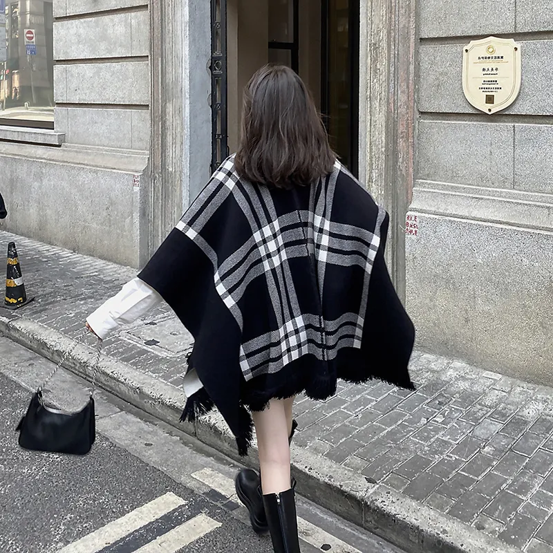 VINEY Knit Scarves Women's Black-1