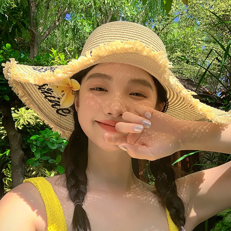 VINEY Straw Woven Sun Protection Hats Women's-4