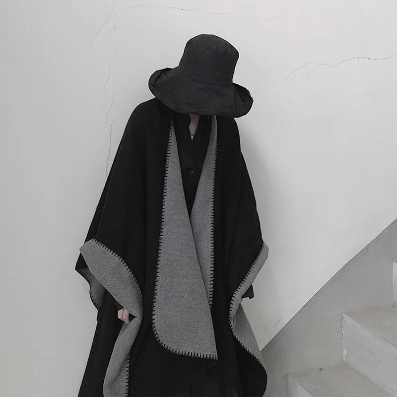 VINEY Shawls Women's Black White Double Sided-1