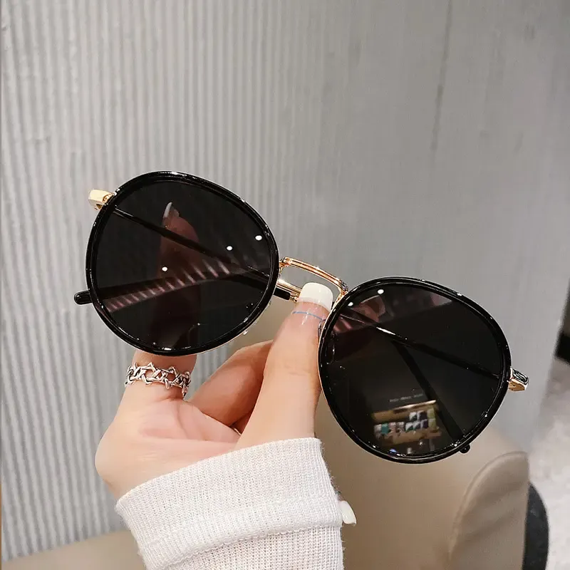 VINEY TR/Memory Plastic Metal Round Sunglasses Unisex-5