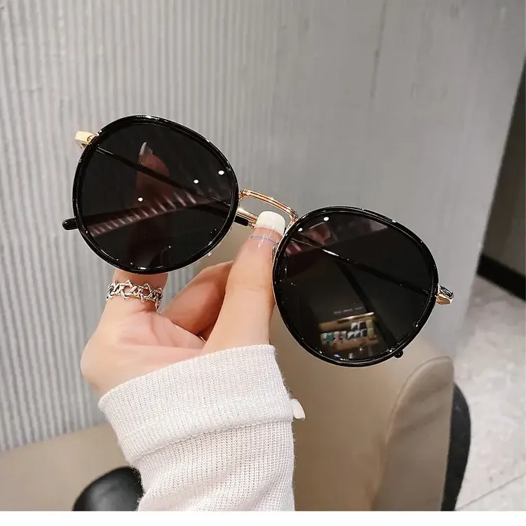 VINEY TR/Memory Plastic Metal Round Sunglasses Unisex-4