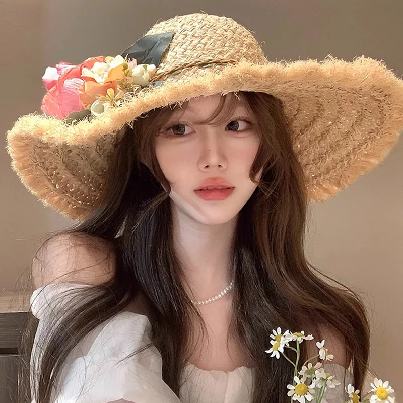 VINEY Straw Woven Sun Protection Hats Women's-4