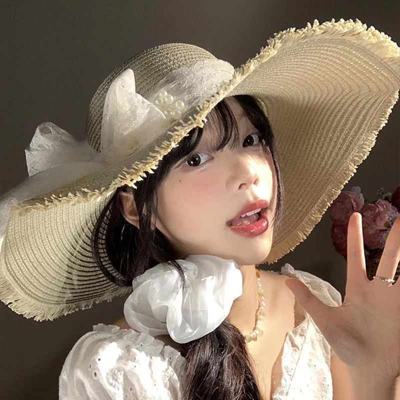 VINEY Straw Woven Sun Protection Hats Women's-3