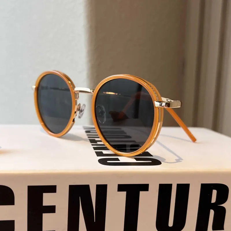 VINEY TR/Memory Plastic Metal Round Sunglasses Unisex-10