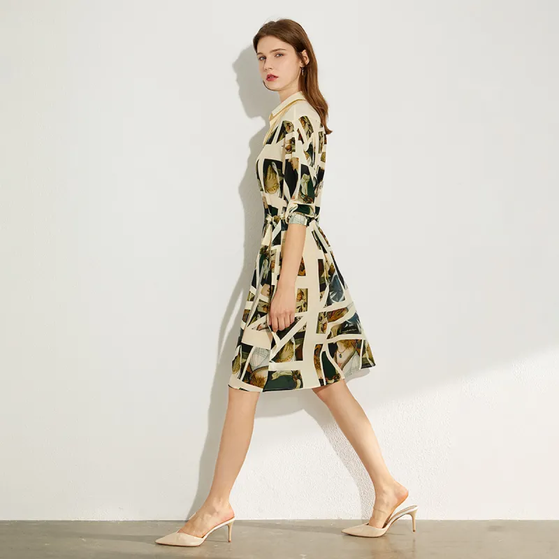 AMII Long Sleeved Dress Women's Beige Apricot-6