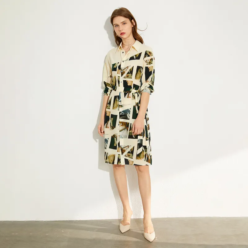 AMII Long Sleeved Dress Women's Beige Apricot-5