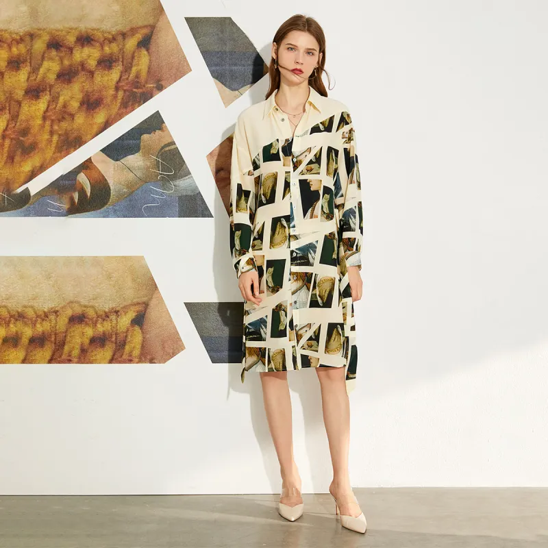 AMII Long Sleeved Dress Women's Beige Apricot-4