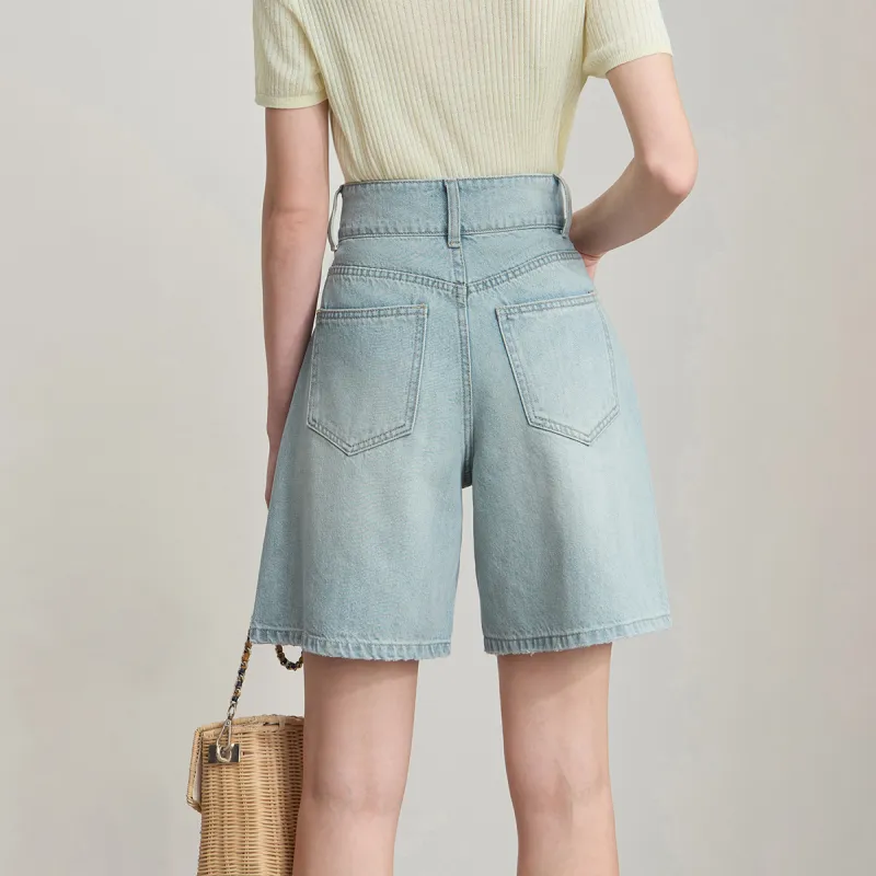 AMII Denim Shorts Women's Light Blue-4