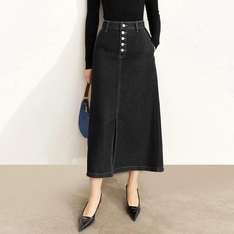 AMII Denim Long Skirts Women's-4