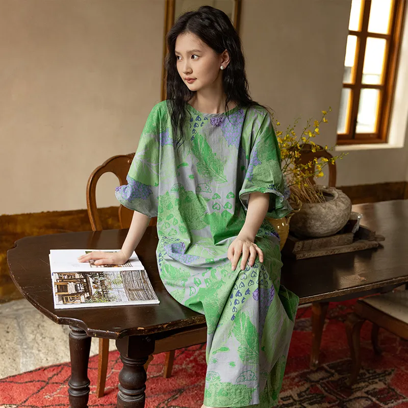 ZumashL Nightgown Women's Emerald Slight Wheat Green-4