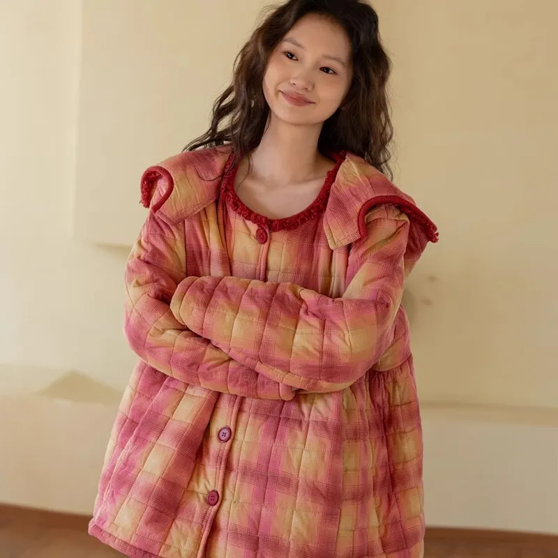 ZumashL Pajama Set Women's Yangmei Red Plaid-4