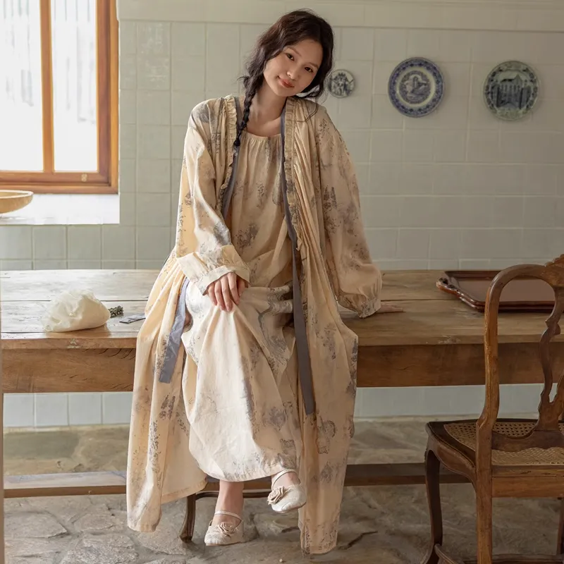 ZumashL Pajama Robe Women's Ink Fragrance And Danqing-4